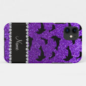 Lila Glitterdelphine des personalisierten Case-Mate iPhone Hülle (Rückseite (Horizontal))