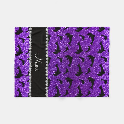 Lila Glitterdelphine des personalisierten Fleecedecke (Vorderseite (Horizontal))