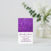 lila Glittergeschäftskarten Visitenkarte (Stehend Vorderseite)