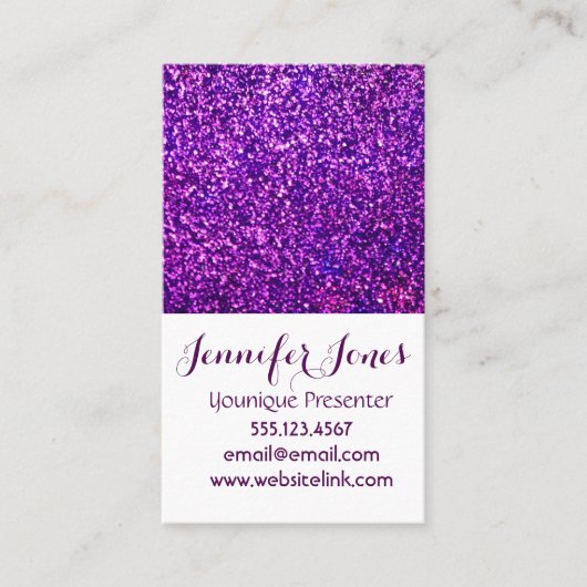 lila Glittergeschäftskarten Visitenkarte (Vorderseite)