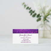 lila Glittergeschäftskarten Visitenkarte (Stehend Vorderseite)