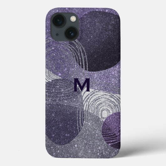 Lila Glitterie Abstrakt Mit Monogramm Case-Mate iPhone Hülle (Rückseite)