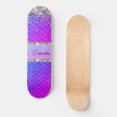 Lila Glitterie-Bling-Skateboard in Hot Pink Skateboard (Vorderseite)