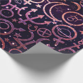 Lila Glitterie Planetarium Weltraumplaneten Geschenkpapier (Ecke)