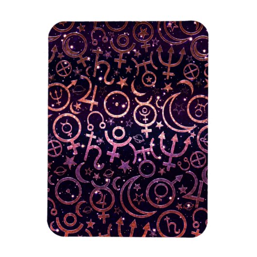 Lila Glitterie Planetarium Weltraumplaneten Magnet (Vertikal)