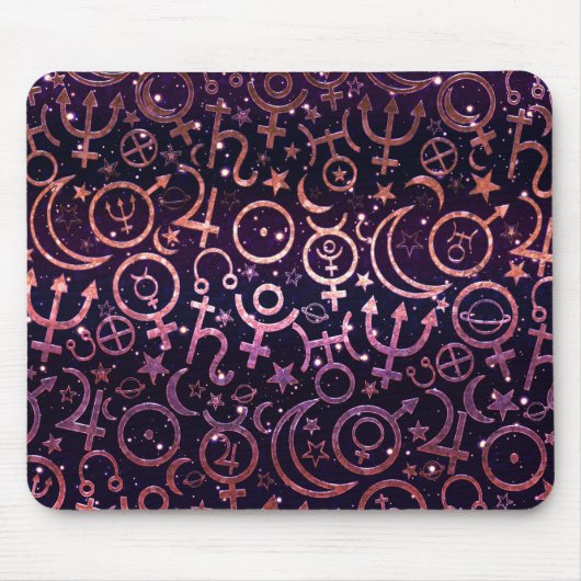 Lila Glitterie Planetarium Weltraumplaneten Mousepad (Vorne)