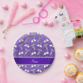 Lila Glitterkrankenschwester-Namenshüte silberner Pappteller (Party)