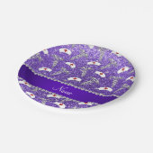 Lila Glitterkrankenschwester-Namenshüte silberner Pappteller (Schrägansicht)