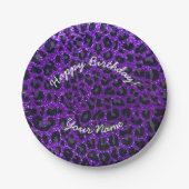 Lila Glitterleopard des alles Gute zum Pappteller (Vorderseite)