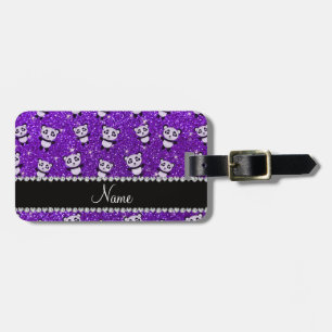 Lila Glitterpandas des personalisierten Gepäckanhänger