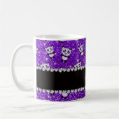 Lila Glitterpandas des personalisierten Kaffeetasse (Links)