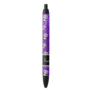 Lila Glitterpandas des personalisierten Kugelschreiber