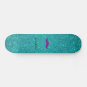 Lila Glitterschnurrbart-Türkis-Glitter Skateboard (Horizontal)