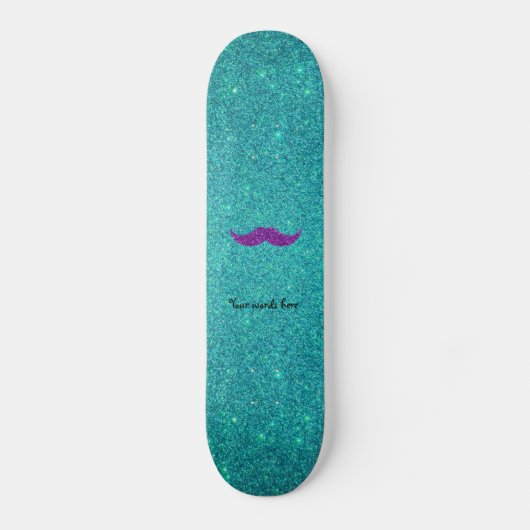 Lila Glitterschnurrbart-Türkis-Glitter Skateboard (Vorderseite)