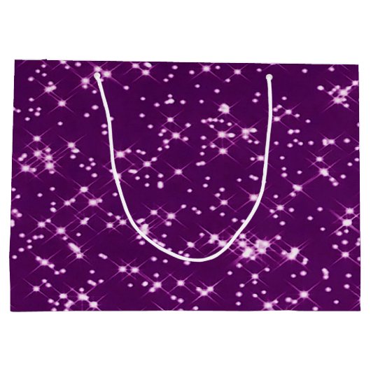 Lila Glittersterne Große Geschenktüte (Rückseite)