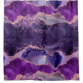 Lila Glittery Agate Texture Duschvorhang (Vorderseite)
