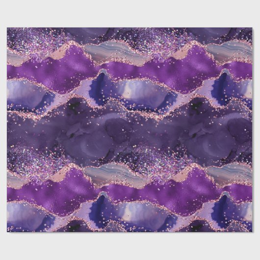 Lila Glittery Agate Texture Geschenkpapier (Flach)