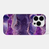 Lila Glittery Agate Texture iPhone Hülle (Rückseite (Horizontal))