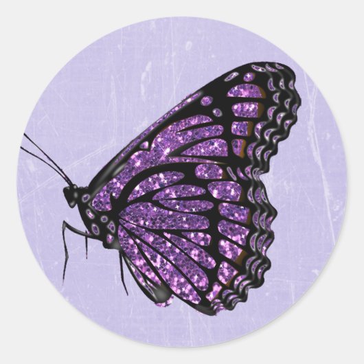 Lila Glittery Butterfly Stickers (Vorderseite)