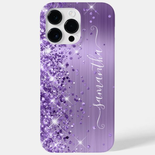 Lila Glittery Glam Girly Signature Case-Mate iPhone Hülle (Rückseite)