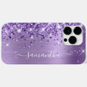 Lila Glittery Glam Girly Signature Case-Mate iPhone Hülle (Rückseite (Horizontal))