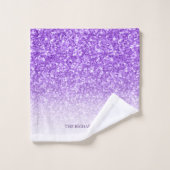 Lila Glitting Badhandtuch Set (Waschlappen)