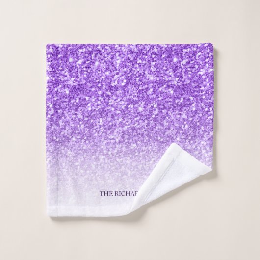 Lila Glitting Badhandtuch Set (Waschlappen)
