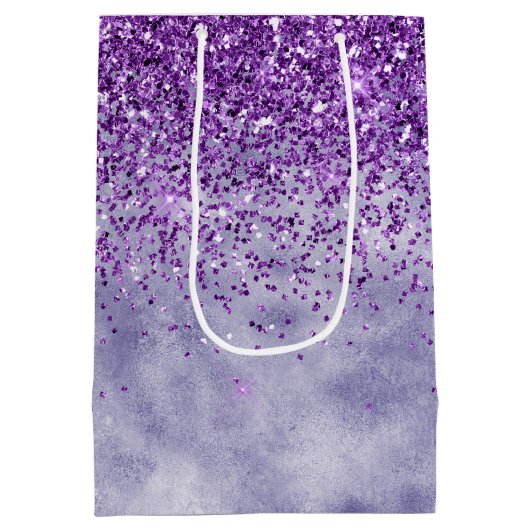 Lila Glitz-Glitzer Mittlere Geschenktüte (Rückseite)