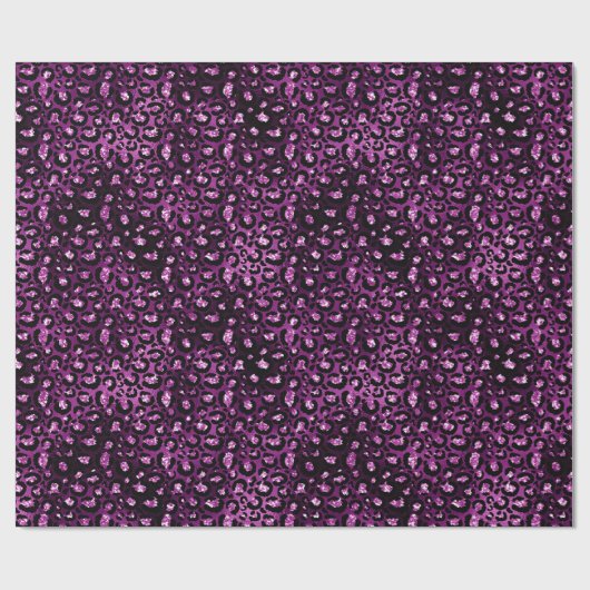 Lila Glitz Leopard Print Geschenkpapier (Flach)