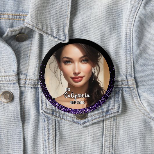 Lila Glitz Pageant Foto Button Button (Beispiel)