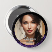 Lila Glitz Pageant Foto Button Button (Vorne & Hinten)
