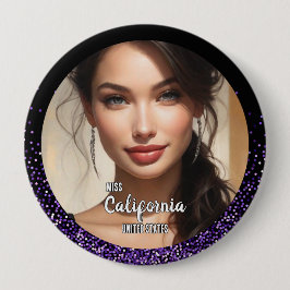 Lila Glitz Pageant Foto Button Button