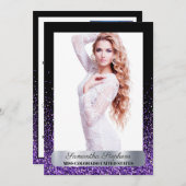 Lila Glitz Shimmer Pageant Autogrammkarte Einladung (Vorne/Hinten)