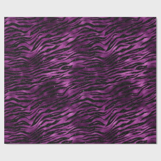 Lila Glitz Zebra Print Geschenkpapier (Flach)