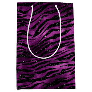 Lila Glitz Zebra Print Mittlere Geschenktüte