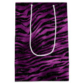 Lila Glitz Zebra Print Mittlere Geschenktüte (Rückseite)