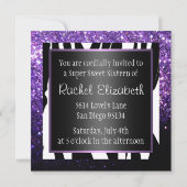 Lila Glitzer 16. Geburtstag Einladung (Rückseite)