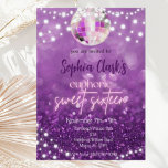Lila Glitzer 16 . Geburtstag Euphoria Einladung<br><div class="desc">Diese trendige 16 . Geburtstag Party Einladung wird den Ton für das perfekte euphorische Party Set!</div>