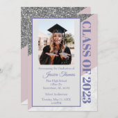 Lila Glitzer 2023 Abschluss Einladung (Vorne/Hinten)