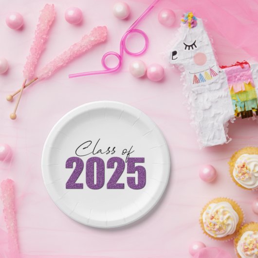 Lila Glitzer 2025 Pappteller (Party)