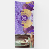 Lila Glitzer 20. Geburtstag & Balloons Banner (Vertikal)