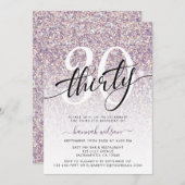 Lila Glitzer 30. Geburtstag Party Einladung (Vorne/Hinten)