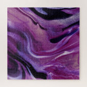Lila Glitzer Abstrakt Marbellfarbe Akrylfarbe Puzzle (Horizontal)