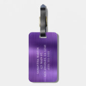 Lila Glitzer Amethyst Foil Extravagant Monogramm Gepäckanhänger (Rückseite vertikal)