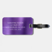 Lila Glitzer Amethyst Foil Extravagant Monogramm Gepäckanhänger (Rückseite horizontal)