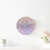 Lila Glitzer Amethyst Lavender Confetti Gold Runde Wanduhr (Zuhause)