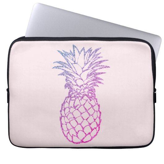 Lila Glitzer-Ananas-Laptop-Computer Hülse Laptopschutzhülle (Vorderseite)