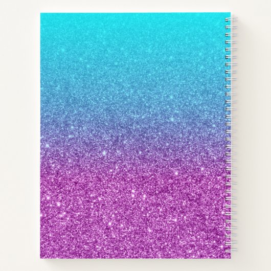 Lila Glitzer Aqua Ombre Verlassen Notizblock (Rückseite)
