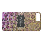 Lila Glitzer aus Goldleopard Case-Mate iPhone Hülle (Rückseite (Horizontal))