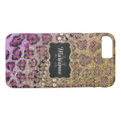 Lila Glitzer aus Goldleopard Case-Mate iPhone Hülle (Rückseite (Horizontal))